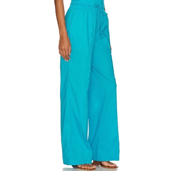 Lovers + Friends Women's Cerulean Blue Rockaway Pant Wide Leg Pull On Size Large - Picture 2 of 11